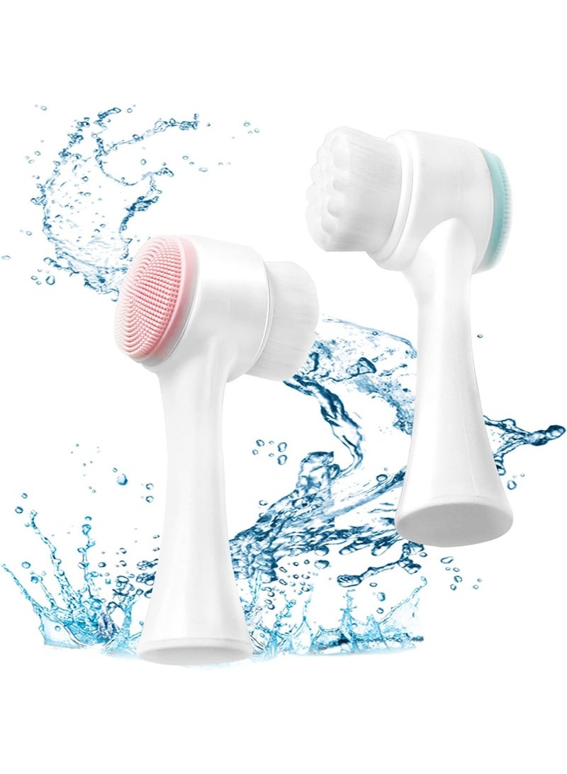 فرشاة تنظيف الوجه - أداة مزدوجة الجوانب لإزالة الرؤوس السوداء وتقشير البشرة للحصول على بشرة ناعمة ونظيفة - متعددة الألوان - Image 1